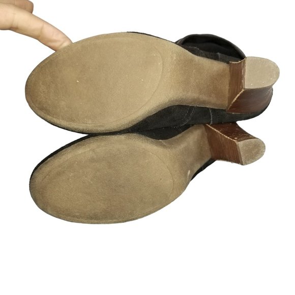 Black Suede Colin Stuart block heel tall boots size 7 - Picture 13 of 13